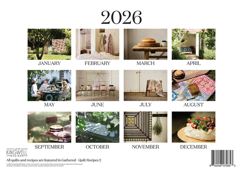 Jen Kingwell Quilt Wall Calendar 2026
