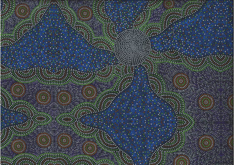 M&S Textiles Kangaroo Grass And Bush Waterhole Purple Fabric
