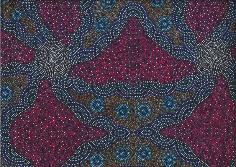 M&S Textiles Kangaroo Grass And Bush Waterhole Red Fabric