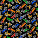 Timeless Treasures Construction Vehicles Black Fabric