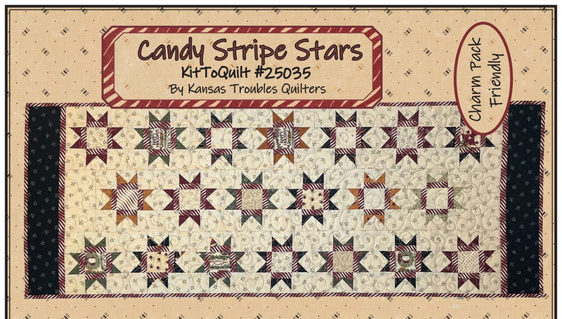 Kansas Troubles Quilters Candy Stripe Stars Table Runner Pattern