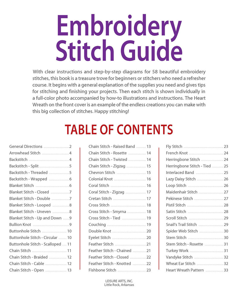 Embroidery Stitch Guide