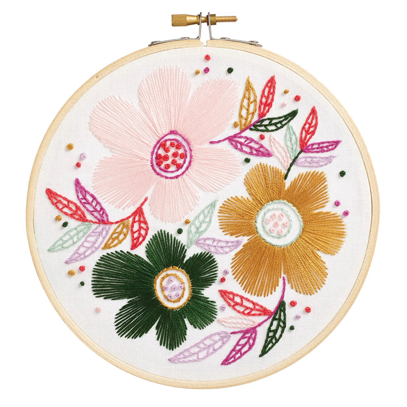 Leisure Arts Fancy Flowers Embroidery Kit