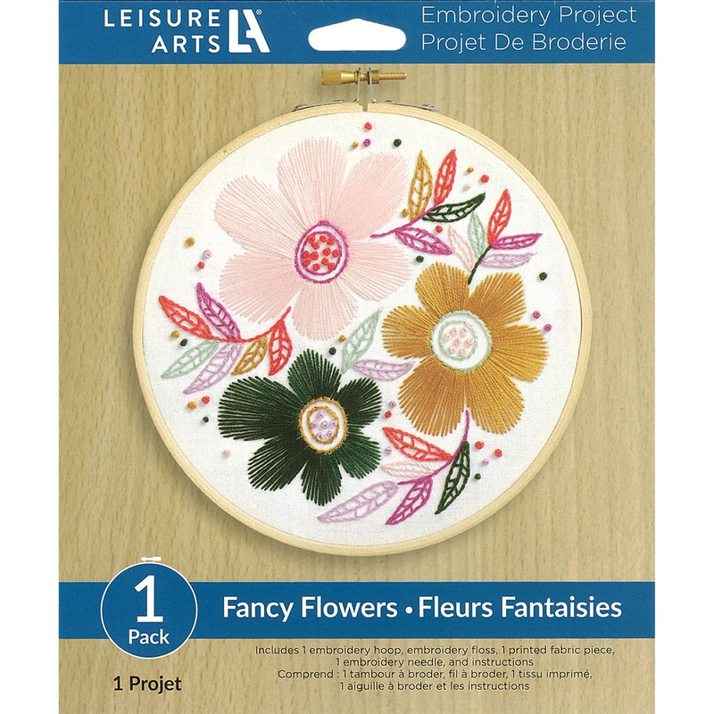 Leisure Arts Fancy Flowers Embroidery Kit