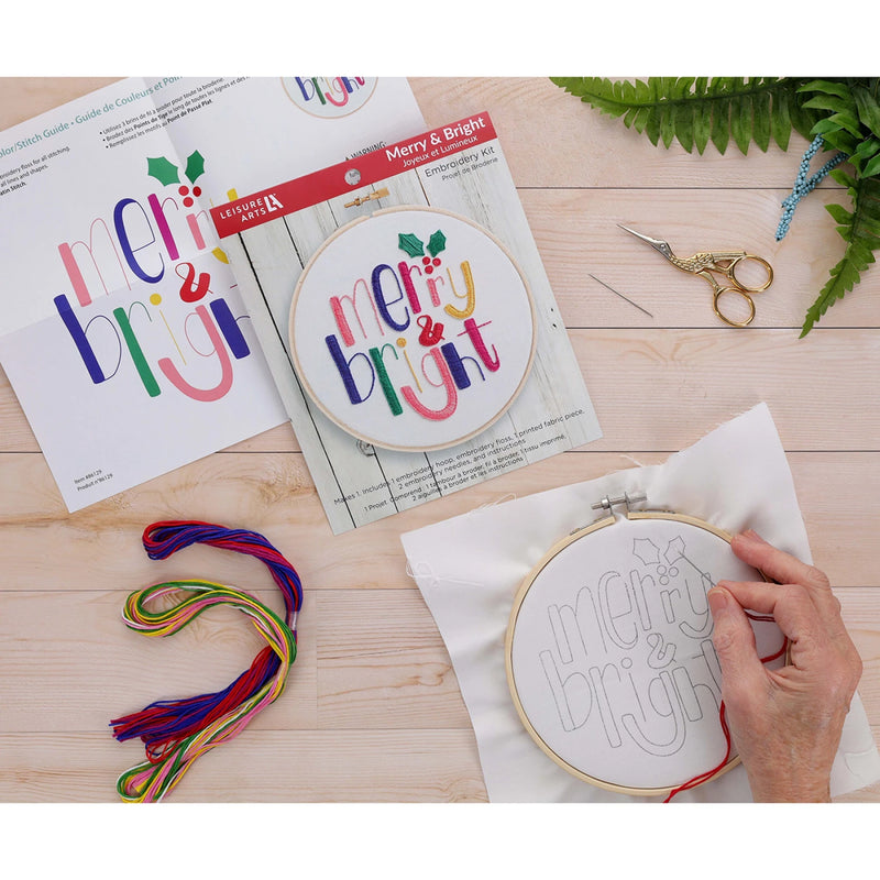 Leisure Arts Merry And Bright Embroidery Kit
