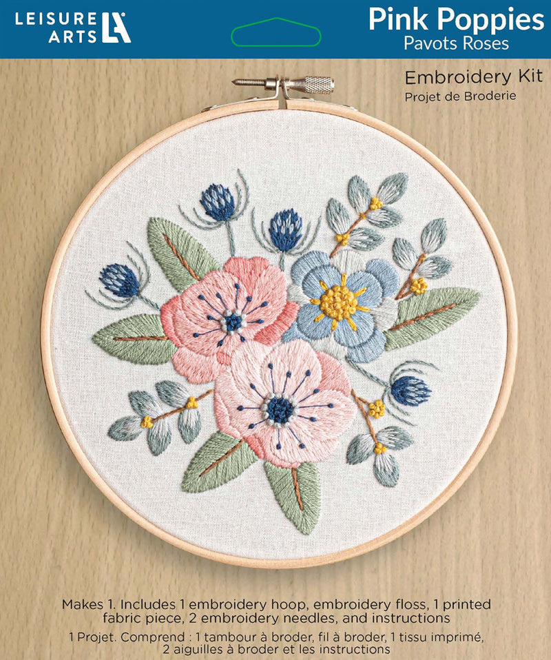 Leisure Arts Pink Posies 6" Embroidery Kit