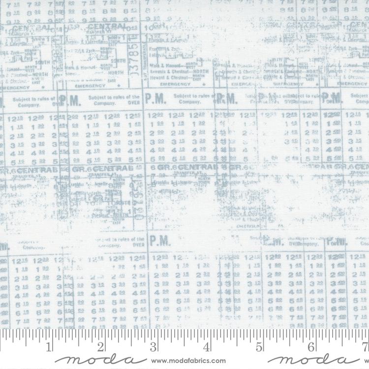 Moda Modern BG Even More Stamps Background White Fabric