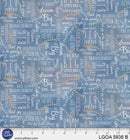 P & B Textiles Let's Go On An Adventure Phrases Blue Fabric