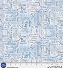 P & B Textiles Let's Go On An Adventure Phrases Light Blue Fabric