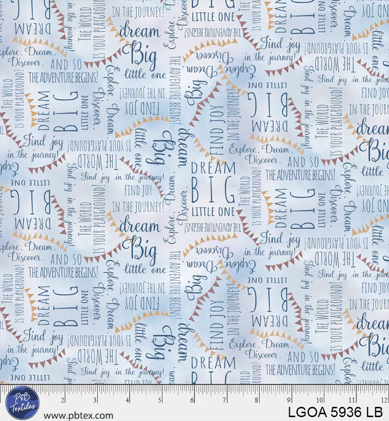 P B Textiles Let #39 s Go On An Adventure Phrases Light Blue Fabric P B Textiles Let #39 s Go On An Adventure Phrases Light Blue Fabric