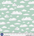 P & B Textiles Let's Go On An Adventure Passing Clouds Green Fabric