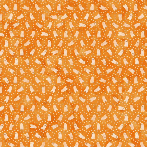 Maywood Studio Spooky Hallow Ghosts Orange Fabric