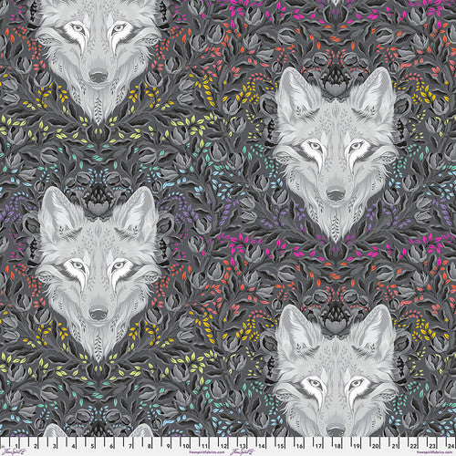PREORDER Tula Pink Graywork Wolf Of Pink Street Carbon MINKY Fabric
