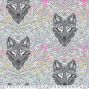 Tula Pink Graywork Wolf Of Pink Street Fog MINKY Fabric