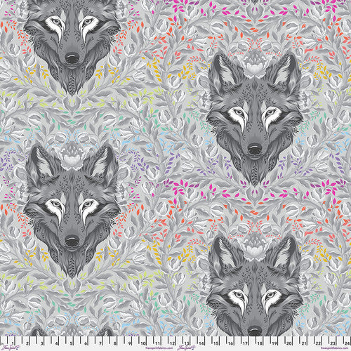 PREORDER Tula Pink Graywork Wolf Of Pink Street Fog MINKY Fabric