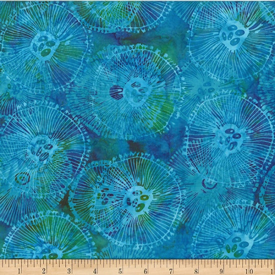 Hoffman Fabrics Jelly Fish Batiks Reef Abstract Sea Texture Fabric