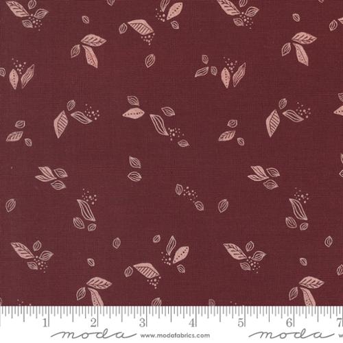 Moda Folk Lore Leaf Twirl Blender Burgundy Fabric