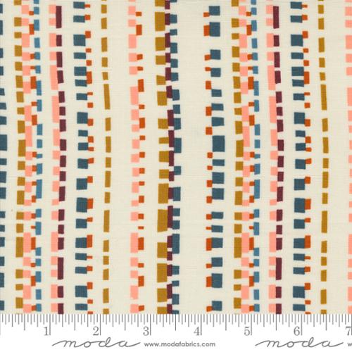 Moda Folk Lore Playful Dash Stripes Eggshell Fabric