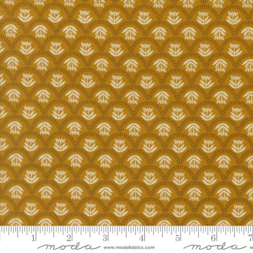 Moda Folk Lore Scallop Story Blenders Flower Caramel Fabric