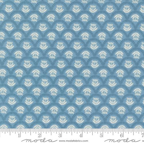 Moda Folk Lore Scallop Story Blenders Flower Sky Fabric