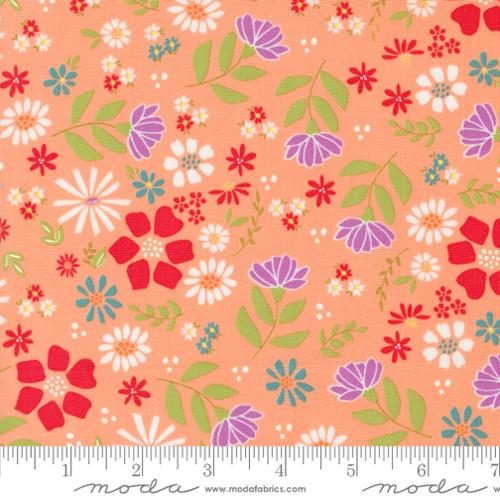 Moda Laguna Sunrise Wild Rose Florals Cantaloupe Fabric