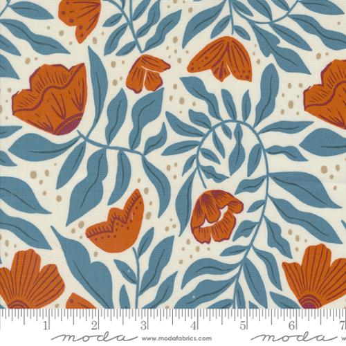 Moda Folk Lore Garden Tales Dancing Flowers Floral Eggshell Fabric