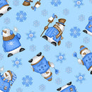A.E. Nathan Co. Comfy Flannel Snowmen Blue Fabric