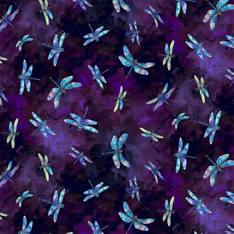 Timeless Treasures Dragonfly Flying Dragon Flies Purple Fabric