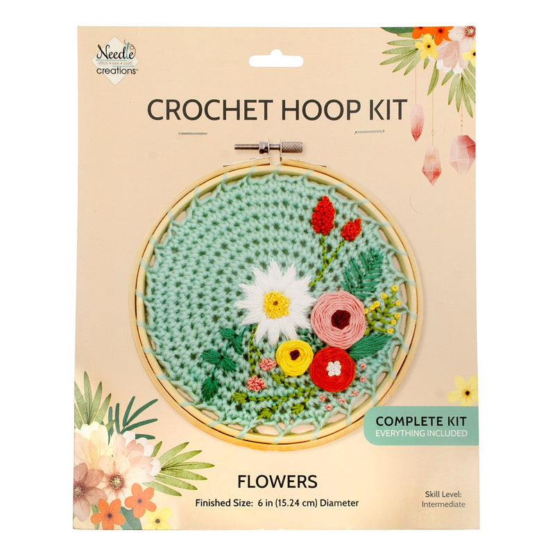 Crochet Hoop Kit Blue Flowers 6 Inch
