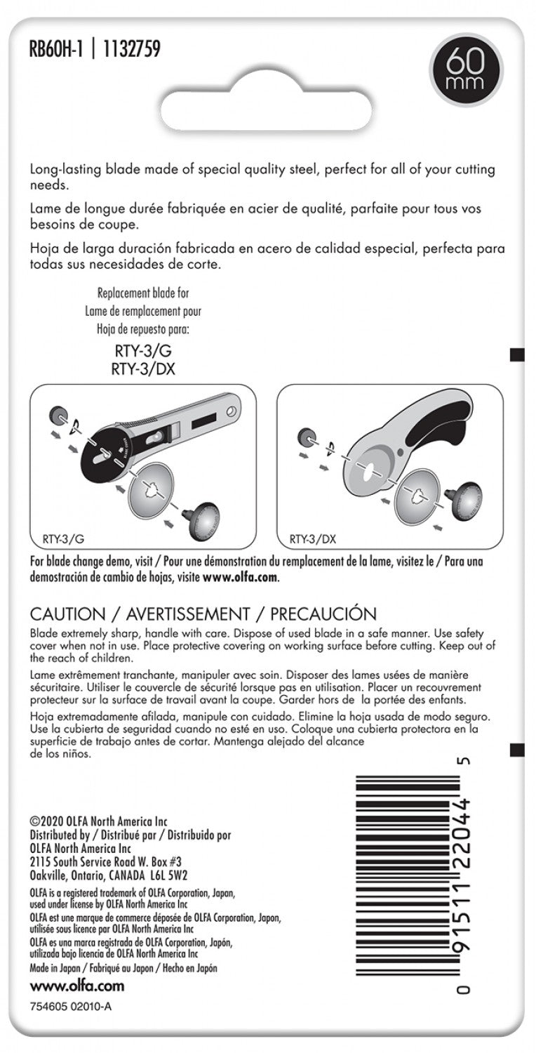OLFA 60mm Endurance Rotary Cutter Replacement Blade