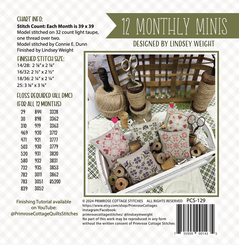 Primrose Cottage Stitches 12 Monthly Minis Cross Stitch Pattern