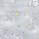 Timeless Treasures Bunnies With Moons Grey Minky Fabric