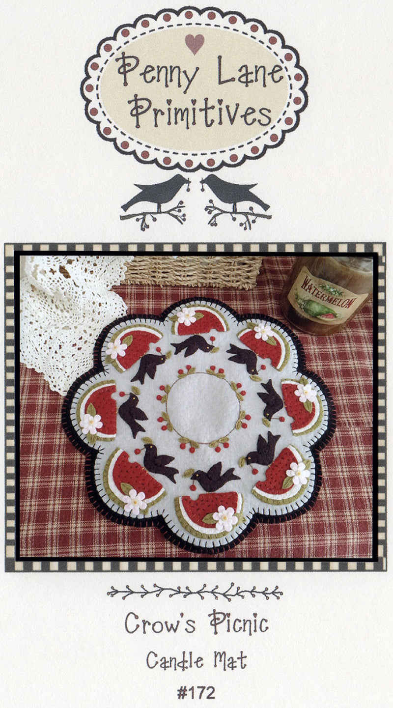 Penny Lane Primitives Crow's Picnic Wool Felt Candle Mat Pattern