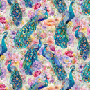 TT Wild Beauty Peacocks On Floral Fabric