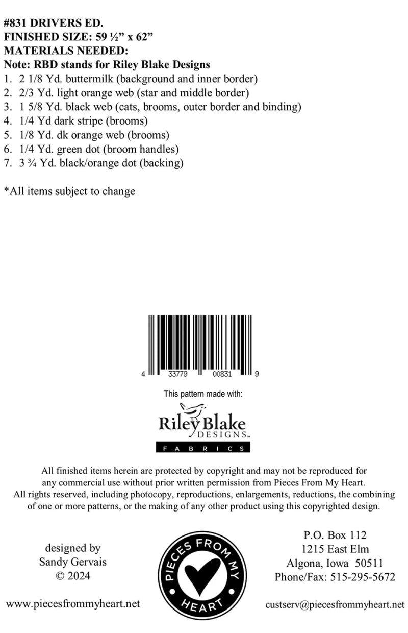 Driver's Ed Quilt Pattern