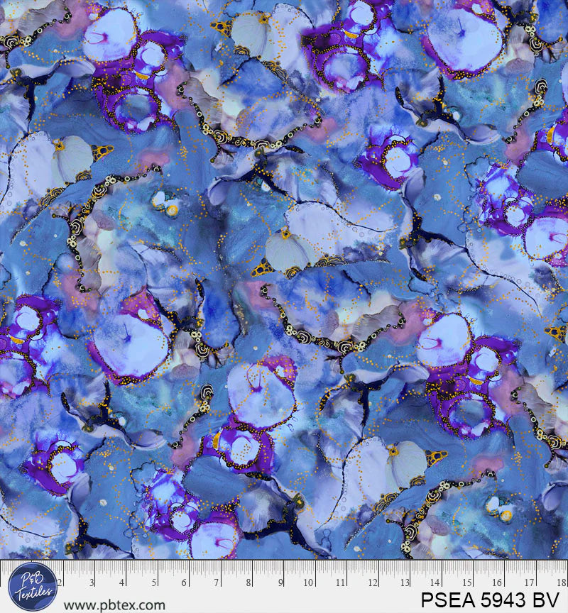 P & B Textiles Painted Sea Tonal Blue Fabric
