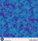 P & B Textiles Painted Leafy Sea Trails Blue Fabric