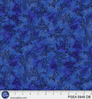 P & B Textiles Painted Leafy Sea Trails Dark Blue Fabric