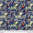 FreeSpirit Flying South Winter Owl Dark Blue Fabric