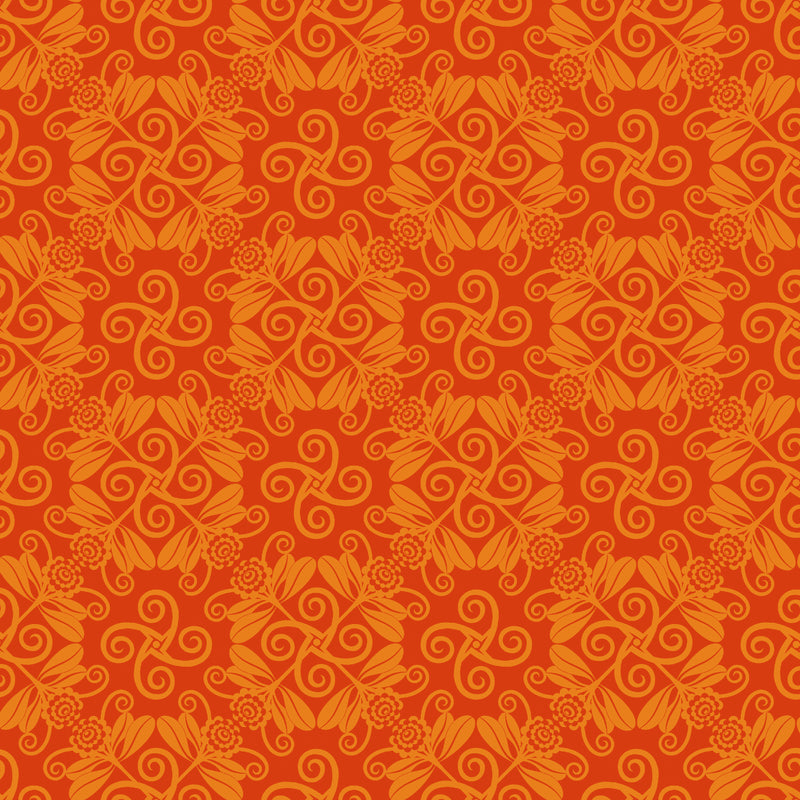 Jane Sassaman Gloriosa Garden Lattice Orange Fabric