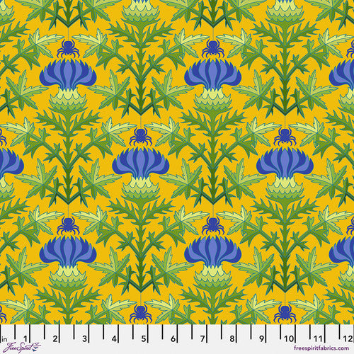 Jane Sassaman Flower Dance Thistle Yellow Fabric