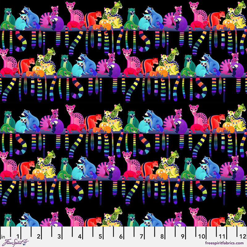 FreeSpirit Love In The Wild Ringtail Love Day Black Fabric