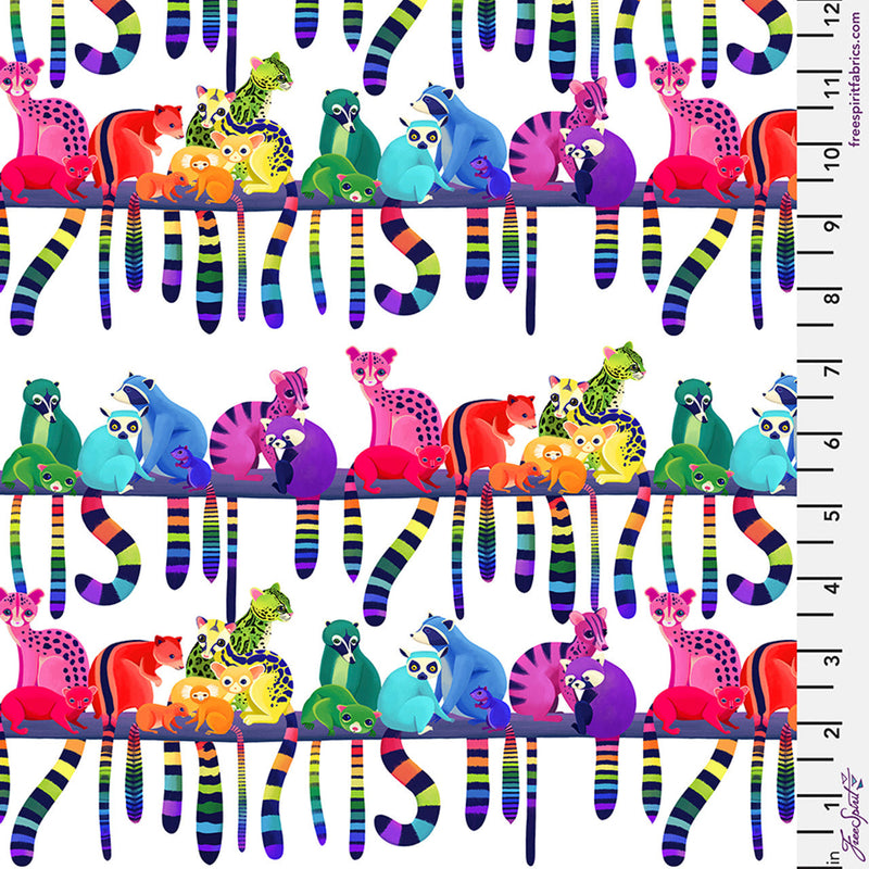 FreeSpirit Love In The Wild Ringtail Love Day White Fabric