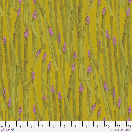 Martha Negley Garden Asparagus Stripe Gold Fabric