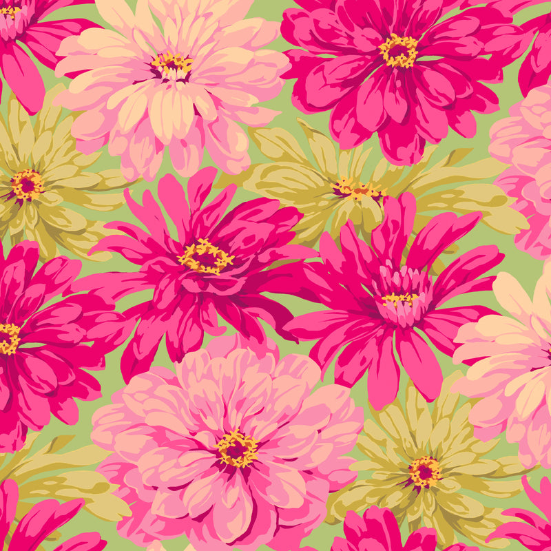 Martha Negley Garden Giant Zinnia Pink Fabric