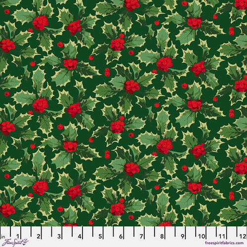 Martha Negley Winterberry Holly Dark Green Fabric