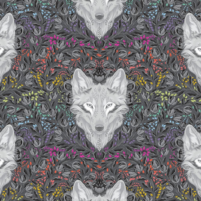 PREORDER Tula Pink Graywork Wolf Of Pink Street Carbon Fabric