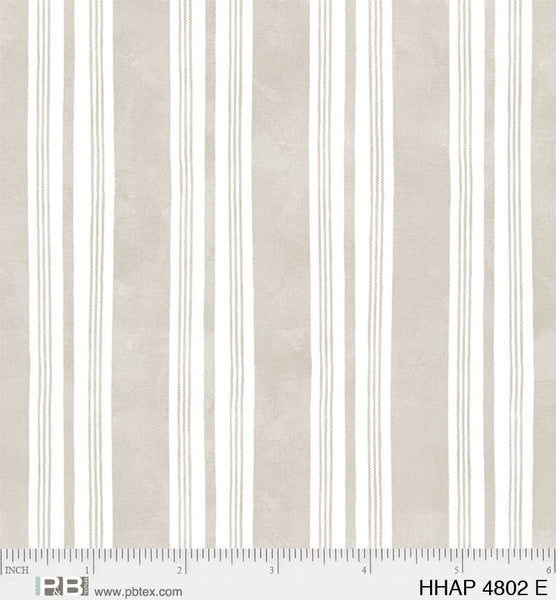 P And B Textiles Homemade Happiness Stripe Ecru Fabric ONLINE ONLY