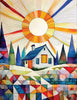 Front Yard - Quilted Cabins I Greeting Card