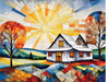 Little Gable - Quilted Cabins I Greeting Card